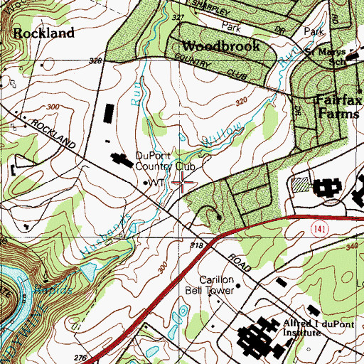 Topographic Map of Willow Run, DE