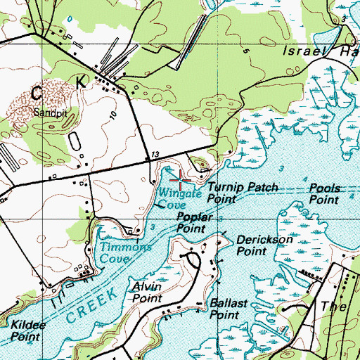Topographic Map of Wingate Cove, DE