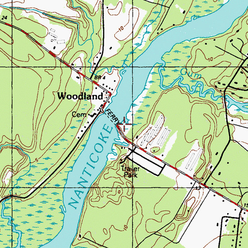 Topographic Map of Woodland Ferry, DE