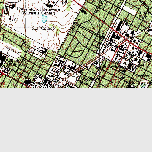 Topographic Map of Woodlawn Park, DE