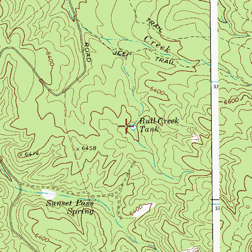 Topographic Map of Bull Creek Tank, AZ