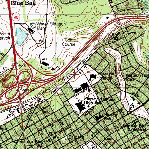 Topographic Map of Marguerite H Burnett Junior High School, DE