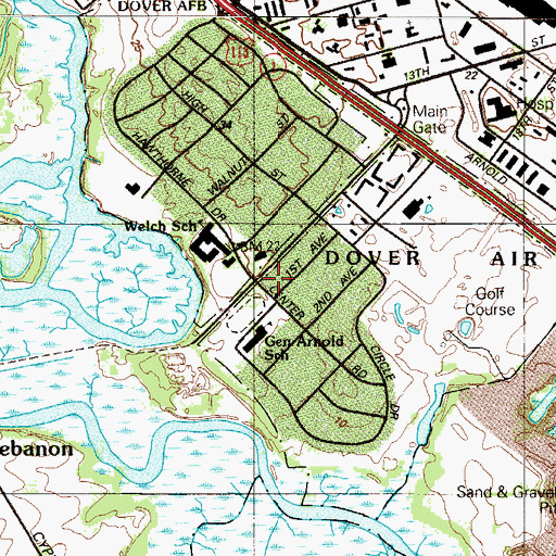 Topographic Map of General Henry H Arnold Elementary School (historical), DE