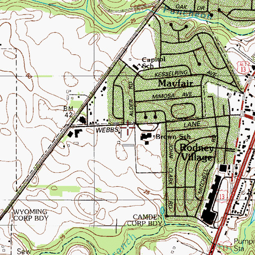 Topographic Map of W. Reily Brown Elementary School, DE