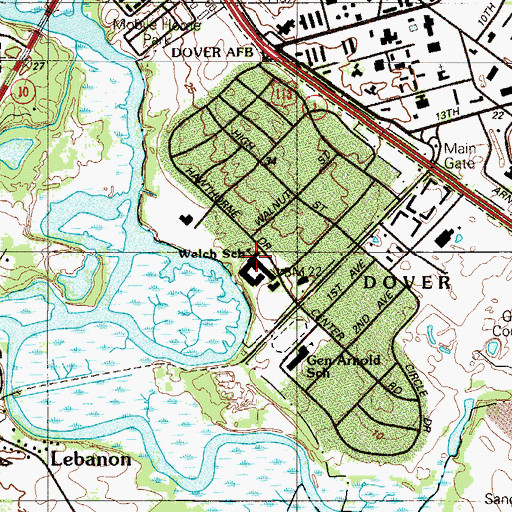 Topographic Map of Major George S Welch Elementary School, DE