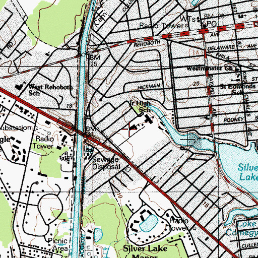 Topographic Map of Rehoboth Beach Elementary School, DE