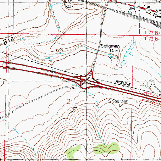 Topographic Map of West Seligman Interchange, AZ