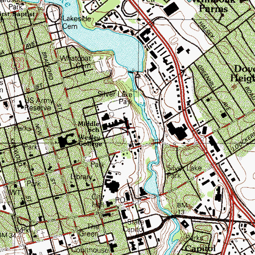 Topographic Map of Central Middle School, DE