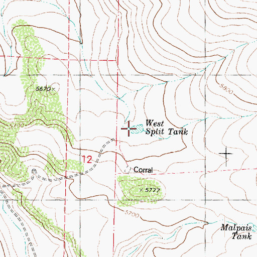 Topographic Map of West Split Tank, AZ