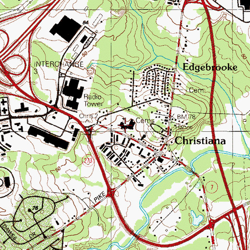 Topographic Map of Christiana-Salem Elementary School, DE