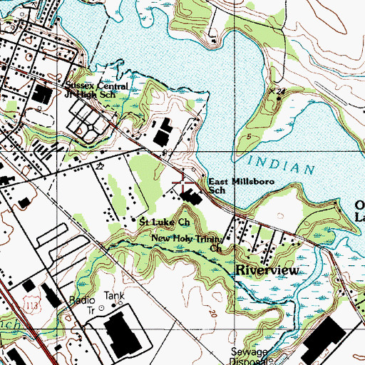Topographic Map of East Millsboro Elementary School, DE
