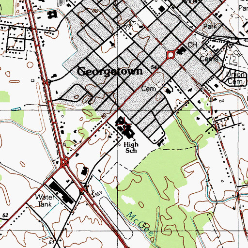 Topographic Map of Georgetown Elementary School, DE