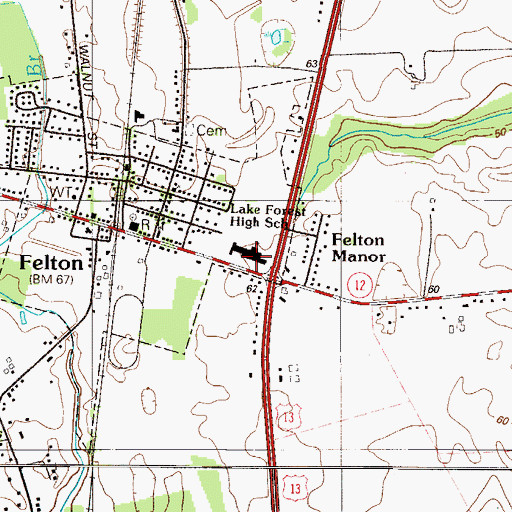Topographic Map of Lake Forest North Elementary School, DE