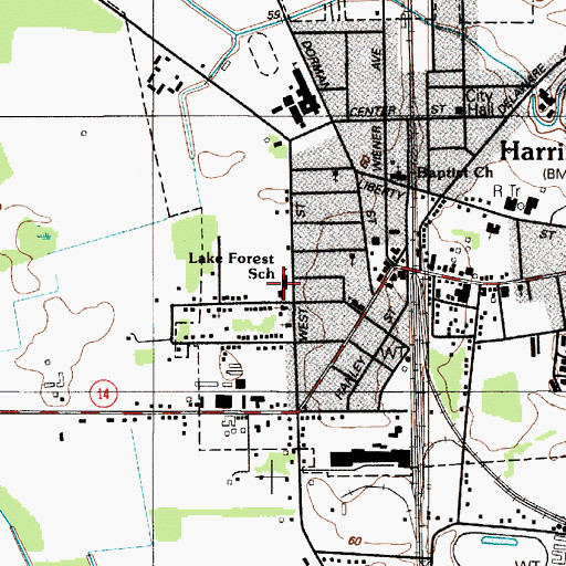Topographic Map of Lake Forest South Elementary School, DE