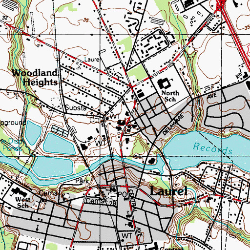Topographic Map of Laurel Central Middle School, DE