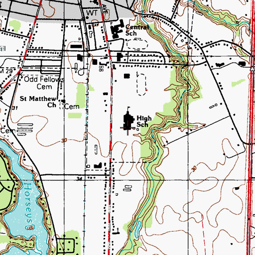 Topographic Map of Laurel Senior High School, DE
