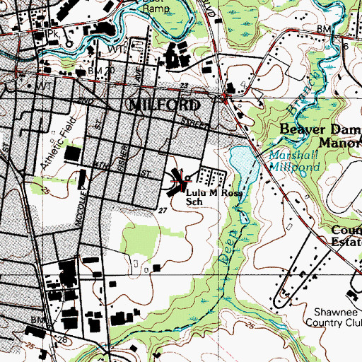 Topographic Map of Lulu M Ross Elementary School, DE