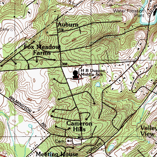 Topographic Map of H B Dupont Middle School, DE