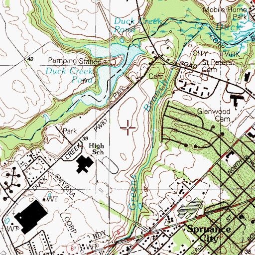 Topographic Map of Smyrna Middle School, DE