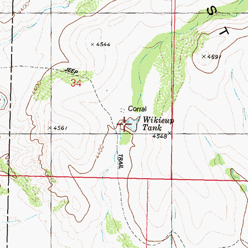 Topographic Map of Wikieup Tank, AZ