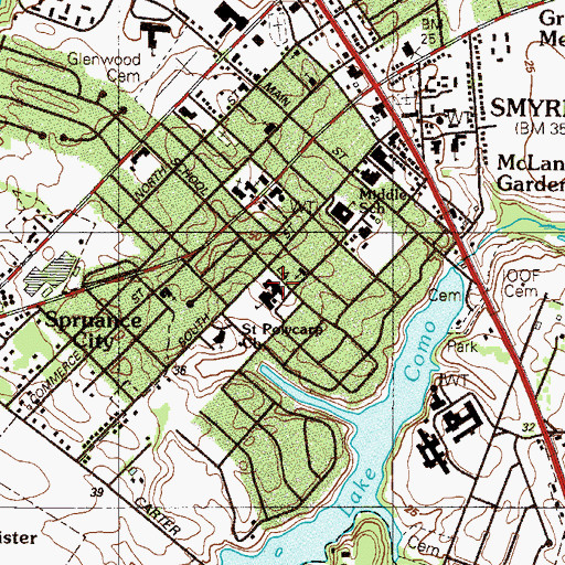 Topographic Map of Smyrna Elementary School, DE