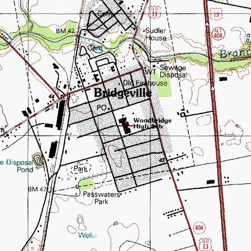 Topographic Map of Woodbridge Junior-Senior High School, DE