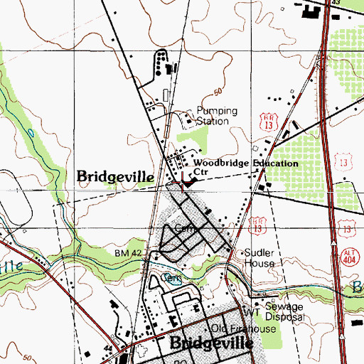 Topographic Map of Woodbridge Basics School, DE