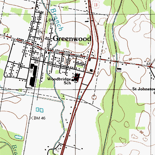 Topographic Map of Woodbridge Elementary School, DE