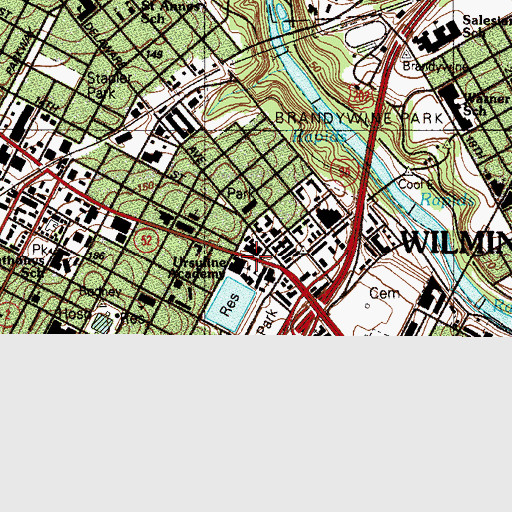 Topographic Map of Ursuline Academy Junior School, DE
