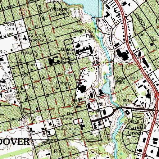 Topographic Map of Dover Academy Elementary School, DE