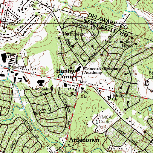 Topographic Map of Concord Christian Academy, DE
