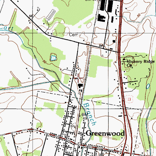 Topographic Map of Hickory Ridge Christian School, DE