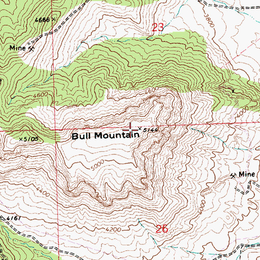 Topographic Map of Bull Mountain, AZ