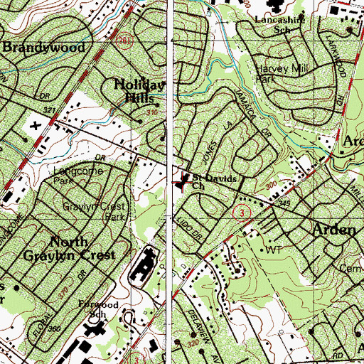 Topographic Map of Saint Davids Episcopal Day School, DE