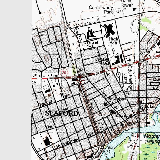 Topographic Map of Seaford Christian Academy, DE