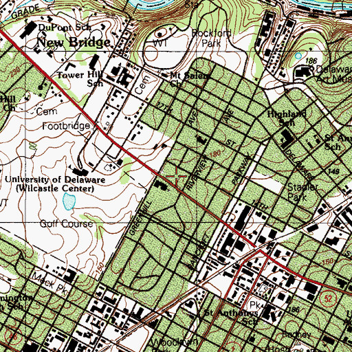 Topographic Map of Wilmington Christian School, DE