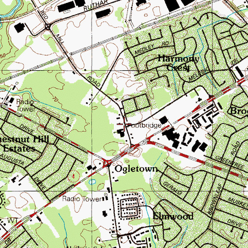 Topographic Map of Temple Christian School, DE