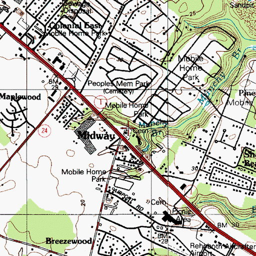 Topographic Map of Midway Presbyterian Church, DE
