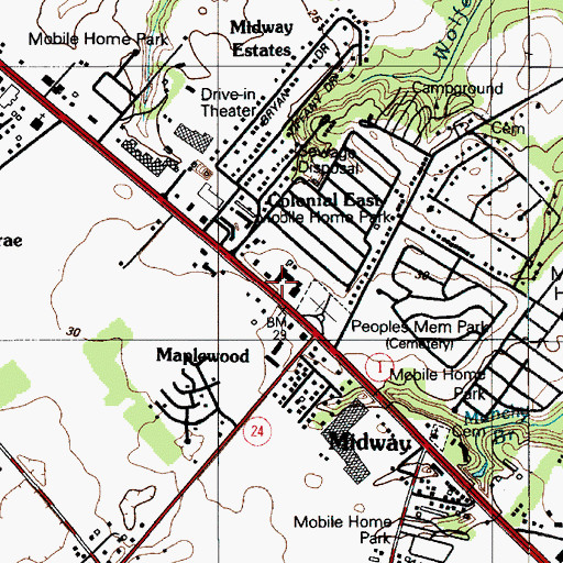 Topographic Map of Midway Asembly of God Church, DE