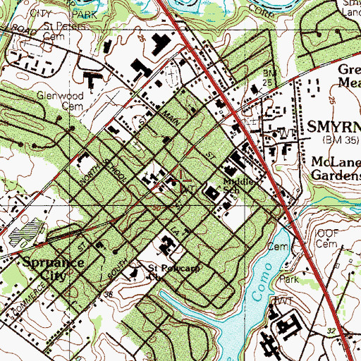 Topographic Map of First Presbyterian Church, DE