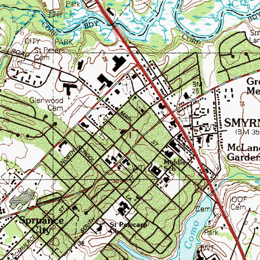 Topographic Map of Asbury United Methodist Church, DE