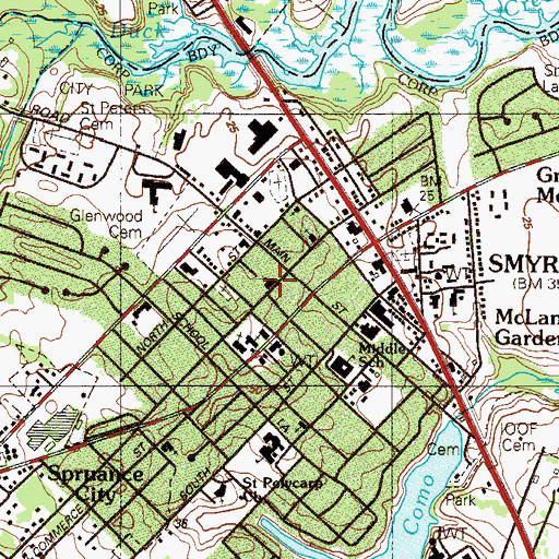 Topographic Map of Centennial United Methodist Church, DE