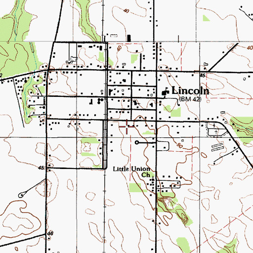 Topographic Map of Lincoln United Methodist Church, DE