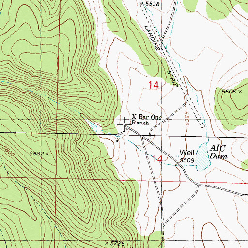 Topographic Map of X Bar One Ranch, AZ
