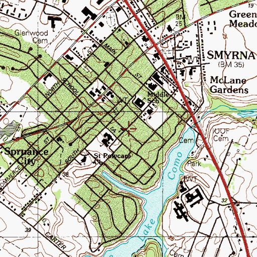 Topographic Map of Church of the Nazarene, DE