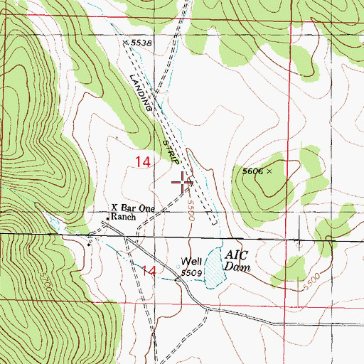 Topographic Map of X-1 Ranch Upper Headquarters Airport, AZ