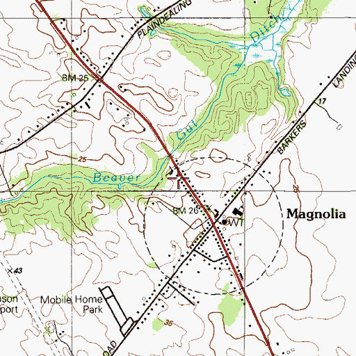 Topographic Map of Magnolia United Methodist Church, DE