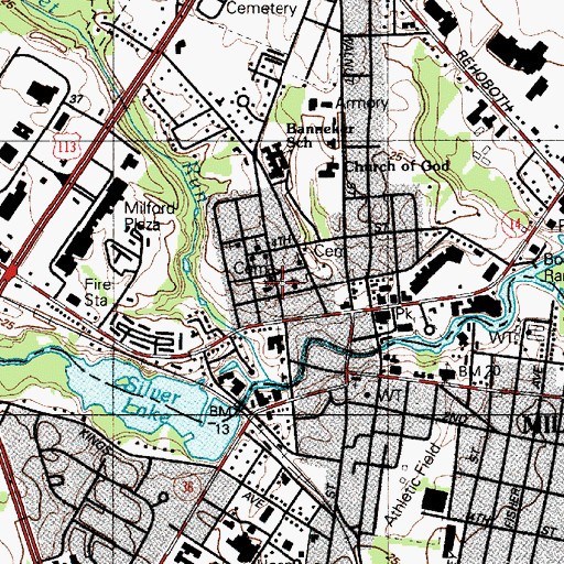 Topographic Map of Avenue United Methodist Church, DE