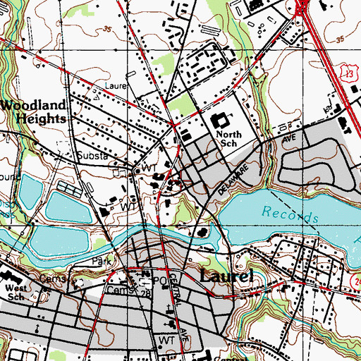 Topographic Map of Woodland United Methodist Church, DE