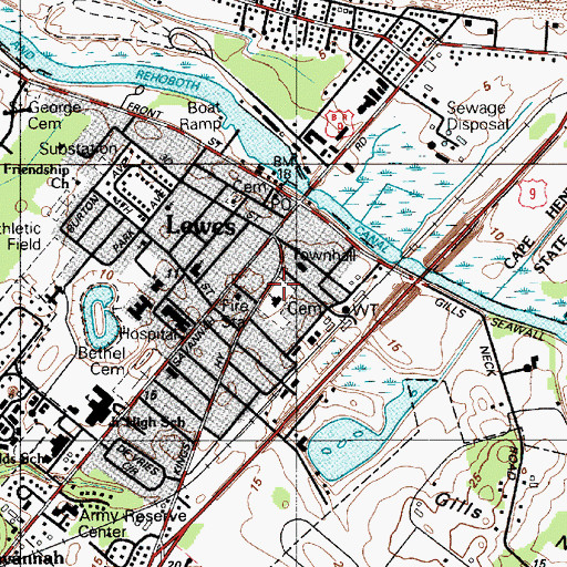 Topographic Map of Lewes Presbyterian Church, DE